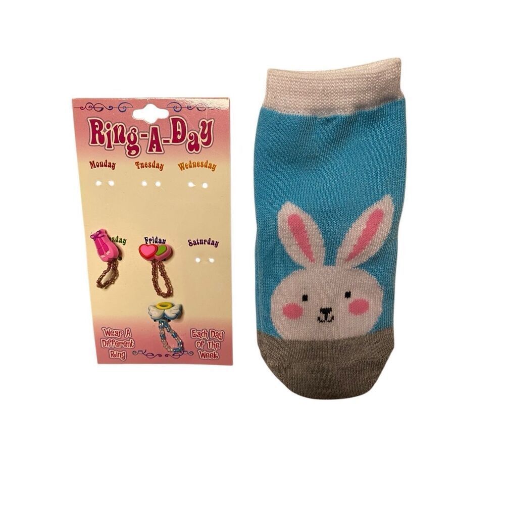 Nwot Toddler Girls Bunny Socks Ring A Day Kids Jewelry Accessories Everyday